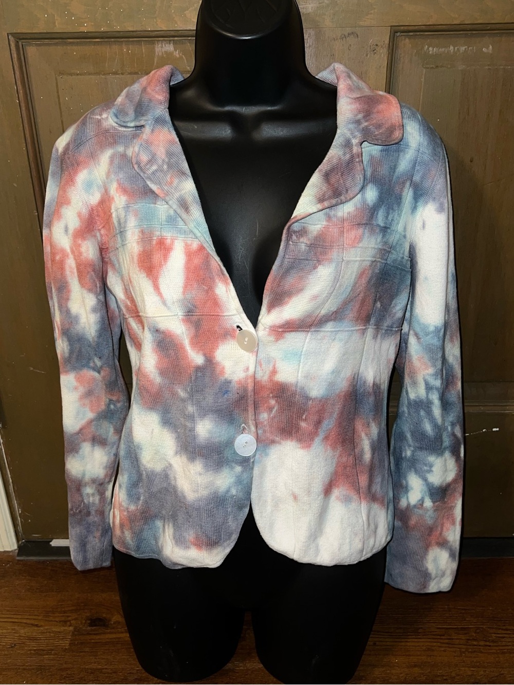 Christopher & Banks White Earthy Tie Dye Boho Hippie Button Up Jacket Size M - Picture 3 of 12
